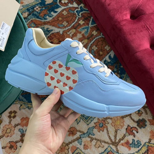 Gucci Women Shoes Women's Rhyton Gucci logo leather sneaker Luxury Brand with Original Box