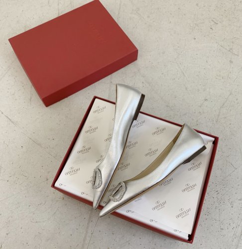 Valentino Women Shoes Mule Flip Flop Sandals VLOGO SIGNATURE CALFSKIN PUMP FLAT with Original Box Luxury Brand