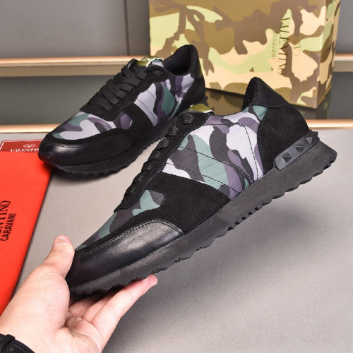 Valentino Men Shoes Fashion Design Luxury Brand ROCKRUNNER CAMOUFLAGE LAMINATED STUDDED SNEAKER with Original Box