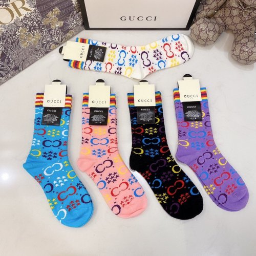 Gucci Socks 5 Pairs with Original Box Luxury Brand Breathable Gucci Sock