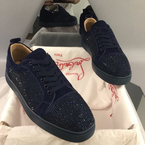 Christian Louboutin Mens Shoes Luxury Brand Red Bottom Design Louis Junior Spikes Flat with Original Box CL sneakers