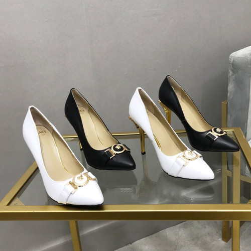 Versace Brand Womens Sandals Shoes Leather Big Size LA MEDUSA PATENT SAFETY PIN LEATHER PUMPS High Heel Design Luxury Brand Sandals for Women