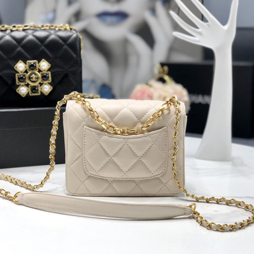Chanel Womens Bags Small Flap Bag Calfskin, Crystal Pearls, Resin & Gold-Tone Metal