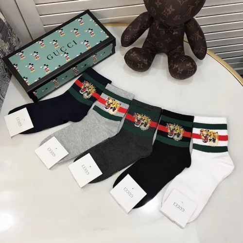 Gucci Socks 5 Pairs with Original Box Luxury Brand Breathable Gucci Sock