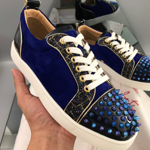 Christian Louboutin Mens Shoes Luxury Brand Red Bottom Design Louis Junior Spikes Flat with Original Box CL sneakers