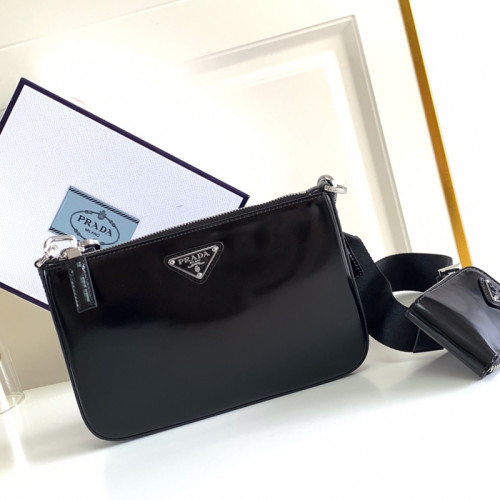 Prada Mens Bags Shoulder Messenger Bags Luxury Brand Brushed leather shoulder bag 2VH129_ZO6_F0002_V_OOO with Original Box
