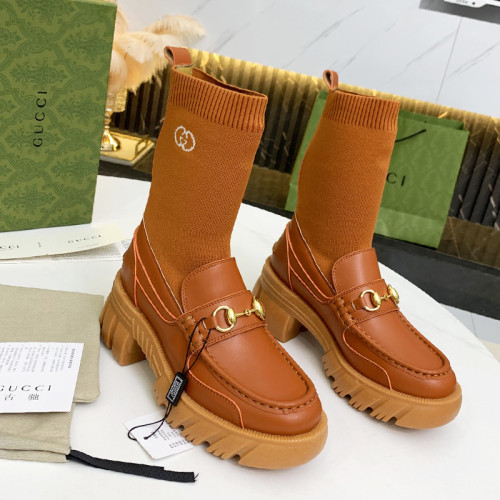 Gucci Women Shoes Boots Luxury Brand Fashion Leather ankle boot with Sylvie Web