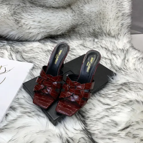 Saint Laurent YSL Womens Shoes TRIBUTE HEELED MULES IN SMOOTH LEATHER 9CM