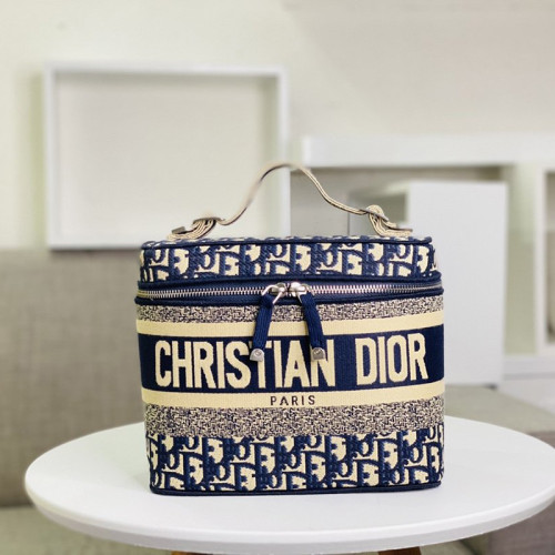 Dior Womens Bags DIORTRAVEL VANITY CASE Blue Dior Oblique Jacquard