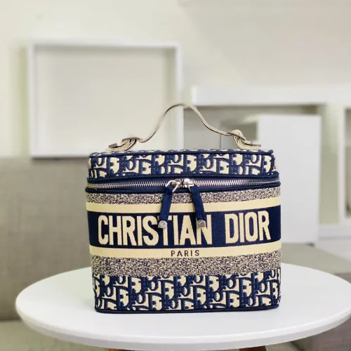 Dior Womens Bags DIORTRAVEL VANITY CASE Blue Dior Oblique Jacquard