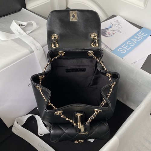 Chanel Womens Bags Drawstring Backpacks Shopping Bag Shiny Lambskin & Gold-Tone Metal with Original Box