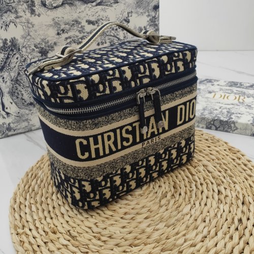 Dior Womens Bags Luxury Brand Fashion DIORTRAVEL VANITY CASE Blue Dior Oblique Jacquard S5480VRIW_M928