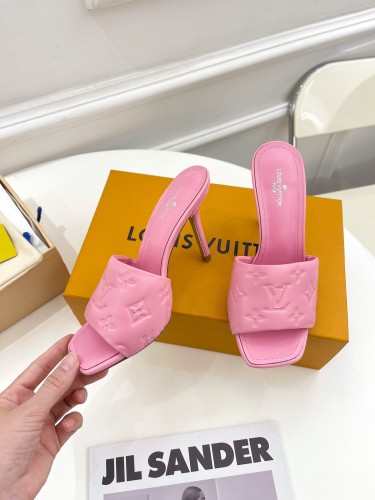 Louis Vuitton Womens Shoes Sandals Slippers Luxury Brand REVIVAL MULE 1A9PH9 Monogram-embossed lambskin with Original Box 9.5cm Heel