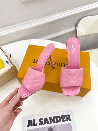Louis Vuitton Womens Shoes Sandals Slippers Luxury Brand REVIVAL MULE 1A9PH9 Monogram-embossed lambskin with Original Box 9.5cm Heel
