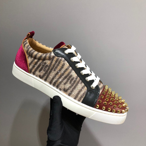 Christian Louboutin Mens Shoes Luxury Brand Red Bottom Design Louis Junior Spikes Flat with Original Box CL sneakers