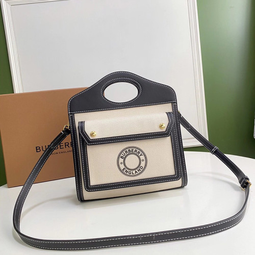 Burberry Womens Bag Mini Logo Graphic Canvas and Leather Pocket Bag