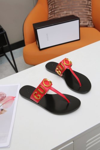 Gucci Womens Shoes Sandals Casual Design Luxury Brand Classic Leather thong sandal with Double G ‎497444 A3N00 1000 with Original Box