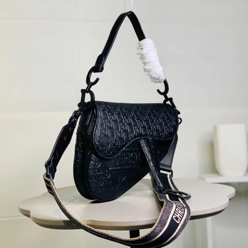Dior Womens Bag Saddle Bag Luxury Brand Fashion SADDLE BAG Black Dior Oblique Embossed Calfskin M0446SWSO_M900
