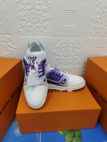 Louis Vuitton Womens Shoes Fashion Sneakers Design Luxury Brand LV TRAINER SNEAKER Mix of materials with Original Box 1A9JI9