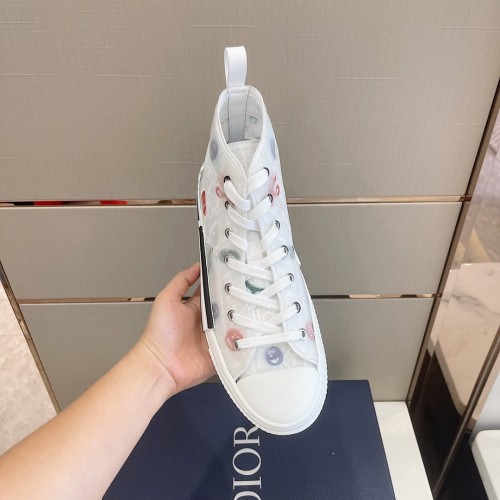 Dior Mens Shoes Sneakers Casual Luxury Brand B23 HIGH-TOP SNEAKER Dior Oblique Canvas with Original Box 3SH118ZMK_H761