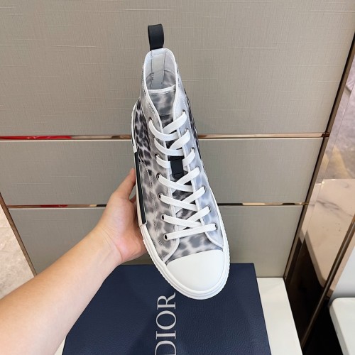 Dior Mens Shoes Sneakers Casual Luxury Brand B23 HIGH-TOP SNEAKER Dior Oblique Canvas with Original Box 3SH118ZMK_H761