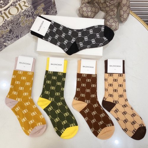 Balenciaga Socks 5 Pairs with Original Box Luxury Brand Breathable Balenciaga Sock