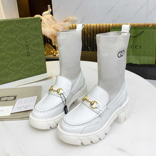 Gucci Women Shoes Boots Luxury Brand Fashion Leather ankle boot with Sylvie Web