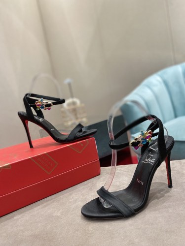 Christian Louboutin Womens Shoes Sandals Follies Strass High Heels Shoes Pumps 10cm Heel with Original Box