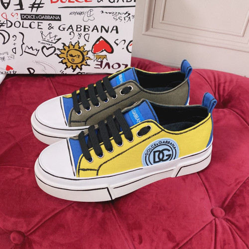 Dolce & Gabbana Mens Shoes Sneakers Rubber Sole Luxury Brand Two-tone canvas Portofino Light low-top sneakers with DG logo Men Casual Shoes with Original Box