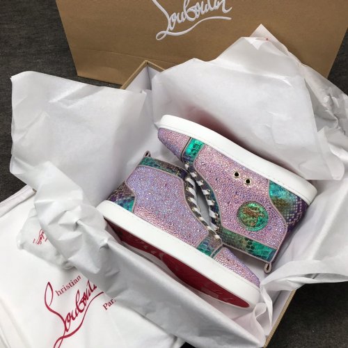 Christian Louboutin Mens Shoes Luxury Brand Red Bottom Design Louis Junior Spikes Flat with Original Box CL sneakers