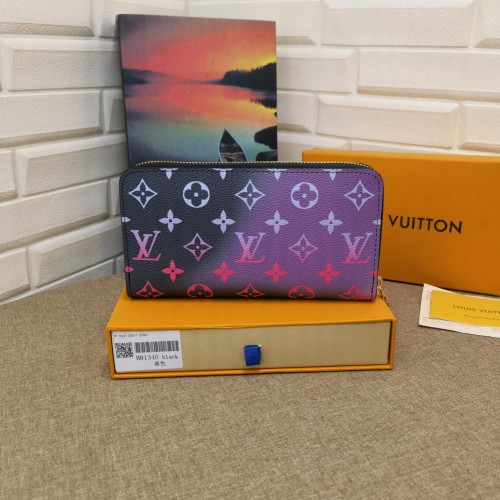 Louis Vuitton Mens Womens Wallets Purse Luxury Brand Designer ZIPPY WALLET M81349 Leather with Original Box Midnight Fuchsia Monogram coated canvas