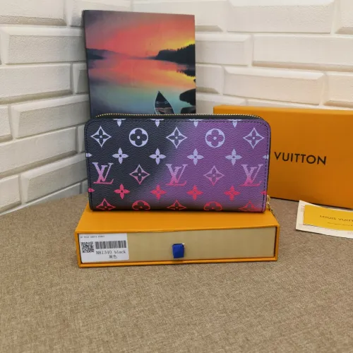 Louis Vuitton Mens Womens Wallets Purse Luxury Brand Designer ZIPPY WALLET M81349 Leather with Original Box Midnight Fuchsia Monogram coated canvas