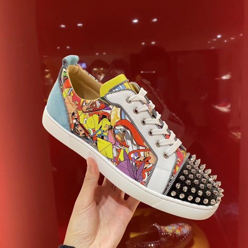 Christian Louboutin Mens Shoes Luxury Brand Red Bottom Design Louis Junior Spikes Flat with Original Box CL sneakers