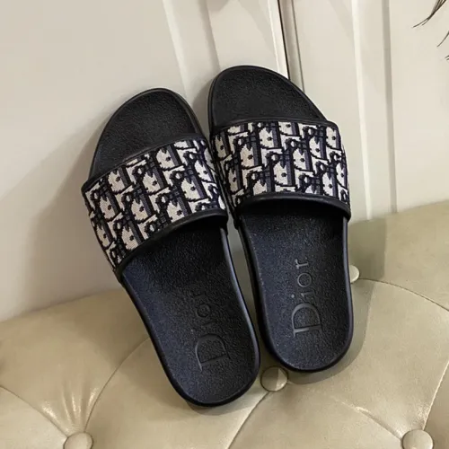 Dior Womens Shoes Sandals Slippers Slide Luxury Brand DIO(R)EVOLUTION SLIDE Shiny Technical Fabric with Dior Oblique Print with Original Box