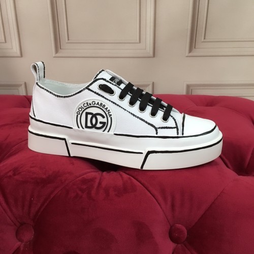 Dolce&Gabbana Womens Shoes Sneakers Fashion Type Luxury Brand Two-tone canvas Portofino Light Low-top sneakers with DG logo with Original Box