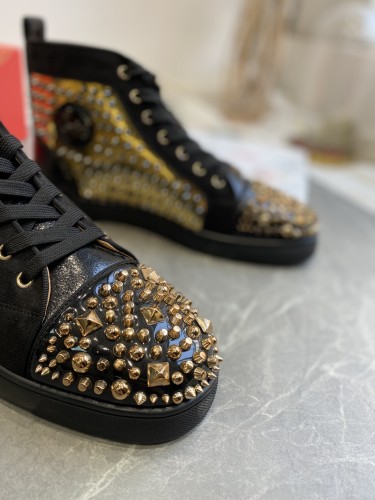 Christian Louboutin Mens Shoes Luxury Brand Red Bottom Design Louis Junior Spikes Flat with Original Box CL sneakers