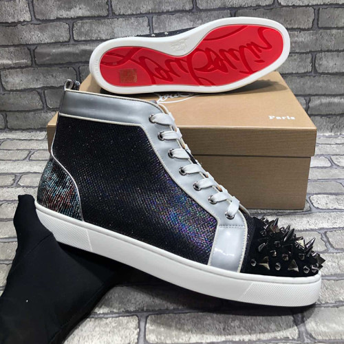 Christian Louboutin Mens Shoes Luxury Brand Red Bottom Design Louis Junior Spikes Flat with Original Box CL sneakers