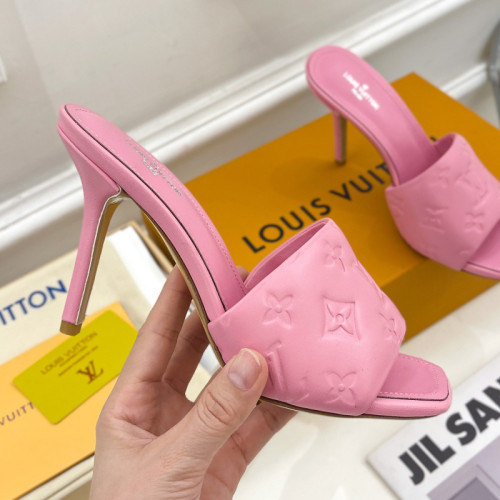 Louis Vuitton Womens Shoes Sandals Slippers Luxury Brand REVIVAL MULE 1A9PH9 Monogram-embossed lambskin with Original Box 9.5cm Heel