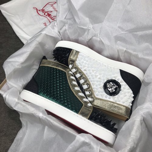 Christian Louboutin Mens Shoes Luxury Brand Red Bottom Design Louis Junior Spikes Flat with Original Box CL sneakers