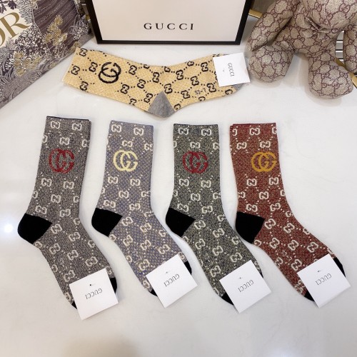 Gucci Socks 5 Pairs with Original Box Luxury Brand Breathable Gucci Sock