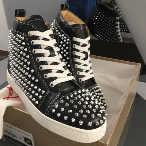Christian Louboutin Mens Shoes Luxury Brand Red Bottom Design Louis Junior Spikes Flat with Original Box CL sneakers
