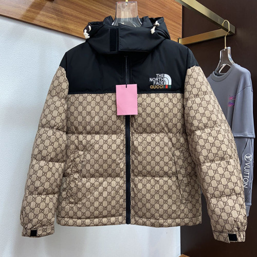 Gucci X The North Face Design Mens Womens Winter Windprood Down Jackets Keep Warm 90% White Duck Down