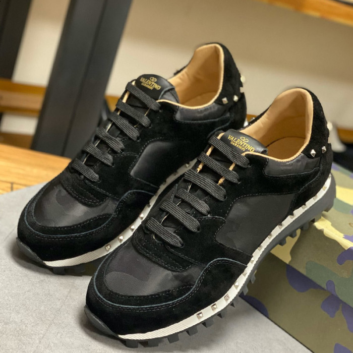 Valentino Men Shoes Fashion Design Luxury Brand ROCKRUNNER CAMOUFLAGE LAMINATED STUDDED SNEAKER with Original Box