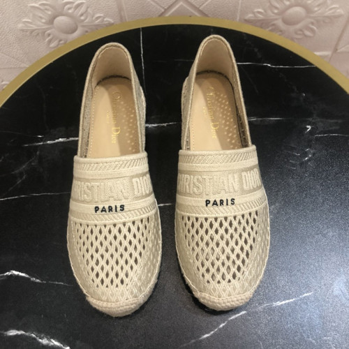 Dior Women Shoes Luxury Brand Design Dior Espadrille Nude Mesh Embroidery Womens Shoes with Original Box