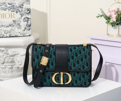 Dior Womens Bags Crossbody Bags Luxury Brand 30 Montaigne Bag Green Dior Oblique Jacquard with Original Box