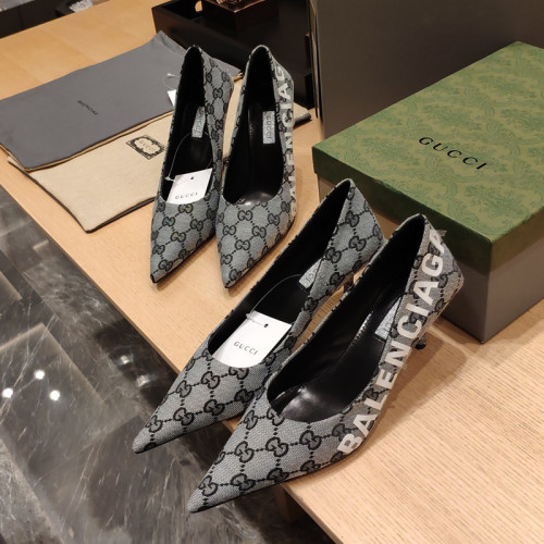 Gucci x Balenciaga Womens Shoes Slingback Pumps High Heel Luxury Brand Wedding Fashion Shoes for Women with Original Box
