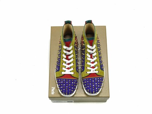 Christian Louboutin Mens Shoes Luxury Brand Red Bottom Design Louis Junior Spikes Flat with Original Box CL sneakers