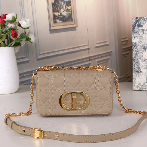 Dior Womens Bags Crossbody Bag SMALL DIOR CARO BAG Beige Supple Cannage Calfskin with Original Box M9241UWHC_M39U