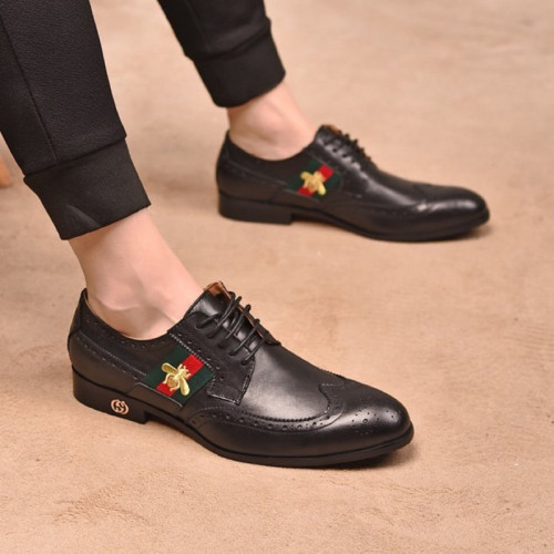 Gucci Mens Shoes Leather Design Luxury Brand Business Dress Shoes for Men with Original Box