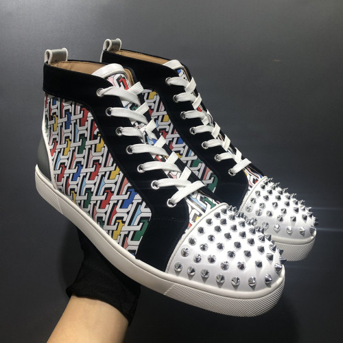 Christian Louboutin Mens Shoes Luxury Brand Red Bottom Design Louis Junior Spikes Flat with Original Box CL sneakers